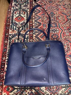 Henri Bendel Navy Leather Briefcase